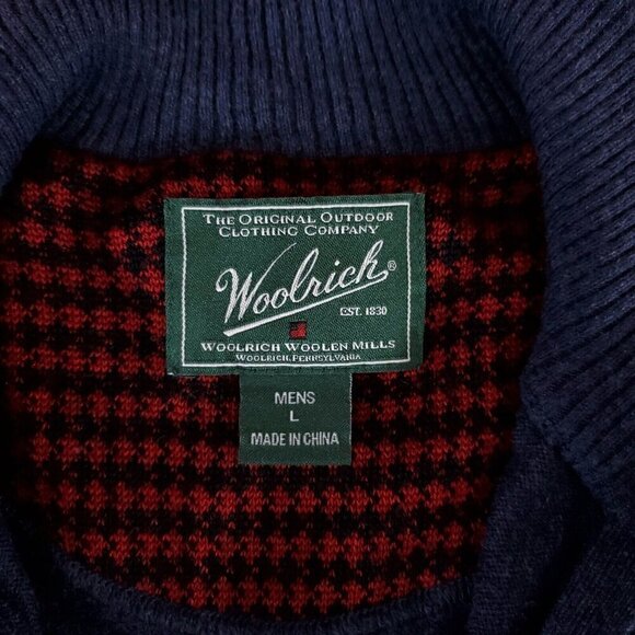 Woolrich Mens Size Large Navy Blue Wool Blend Full Zip Stretch Ribbed Sweater - Picture 10 of 14